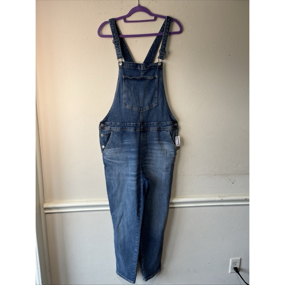 Old Navy Blue Denim Overall Bib Grunge 90s Y2K Preppy Carpenter Slouchy 16 New